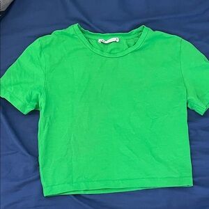 Zara Green Crop Tee